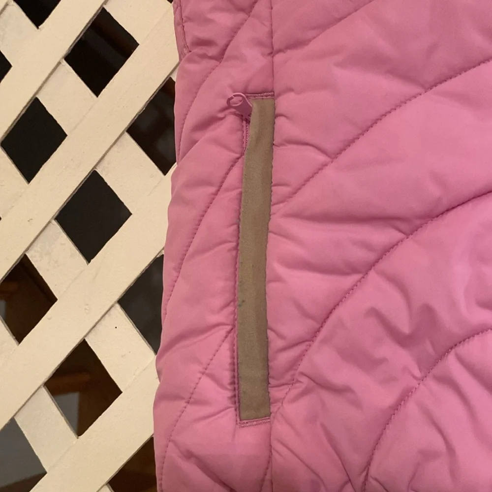 Lands’ End Girls Fleece Lined Vest Pink Cotton Candy Size 7/8 Zip Pockets Warm